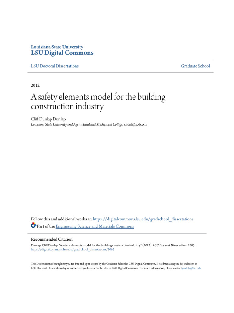 A Safety Elements Model For The Building Construction Industry | PDF ...