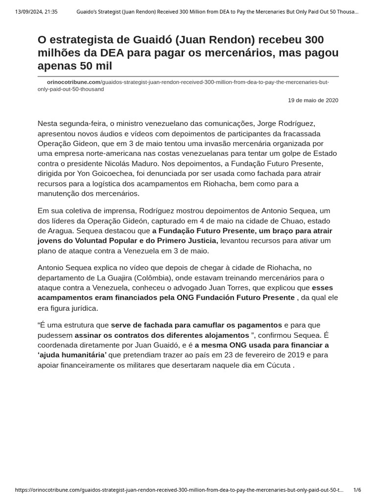 Guaidó's Strategist: DEA Funds Misused | PDF | Venezuela | Politics Of ...
