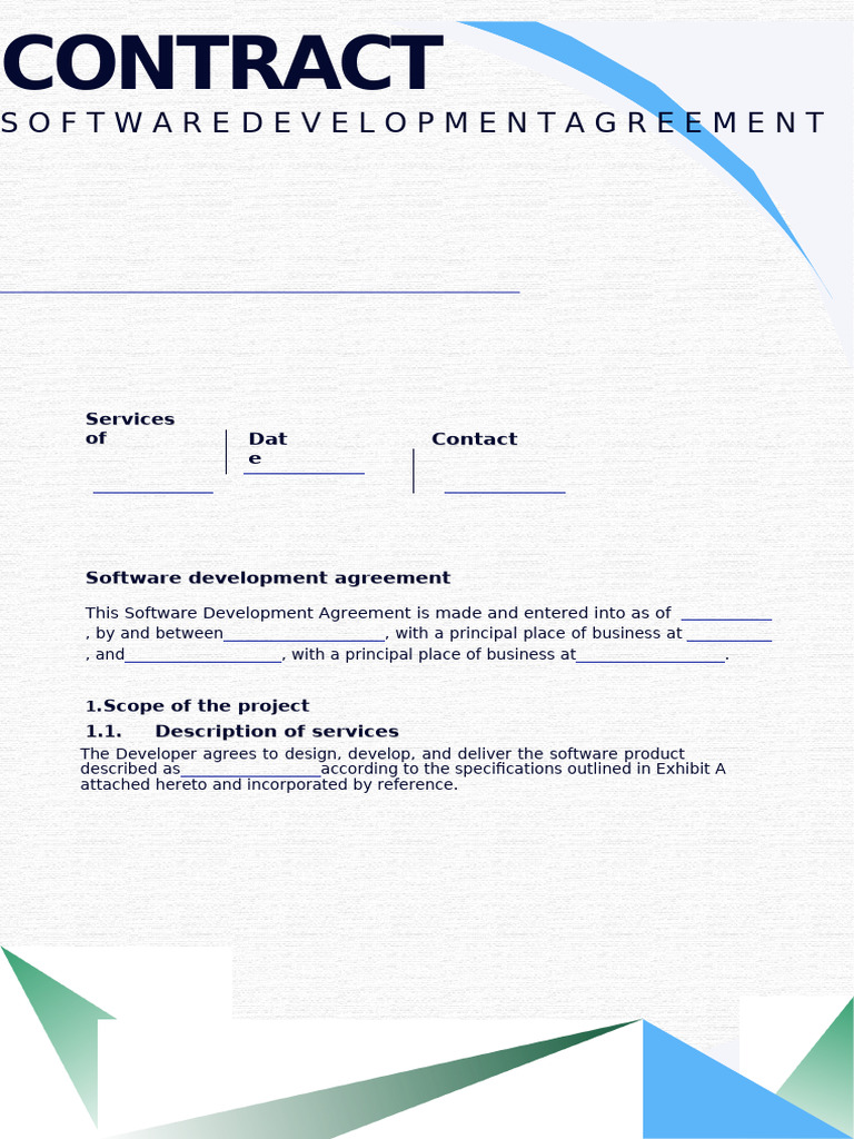 Software Development Agreement Template | PDF | Software Release Life ...
