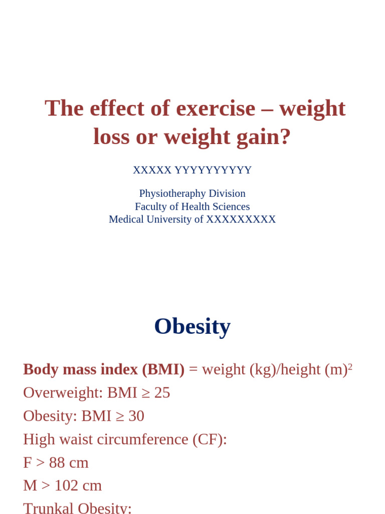 The Effect of Exercise - Weight Loss | PDF