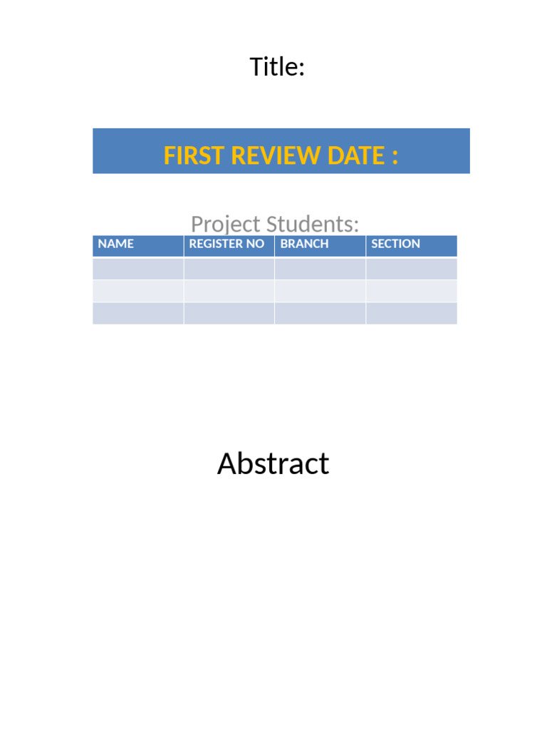 Project Review Template for Students | PDF