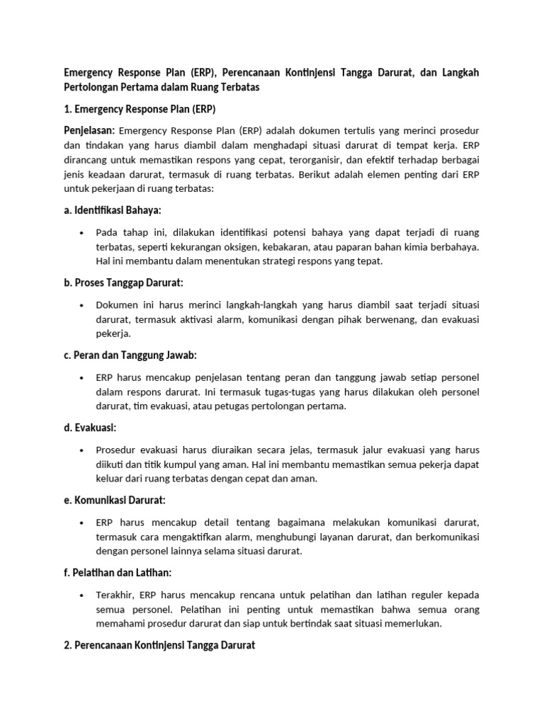 Rencana Tanggap Darurat di Ruang Terbatas | PDF