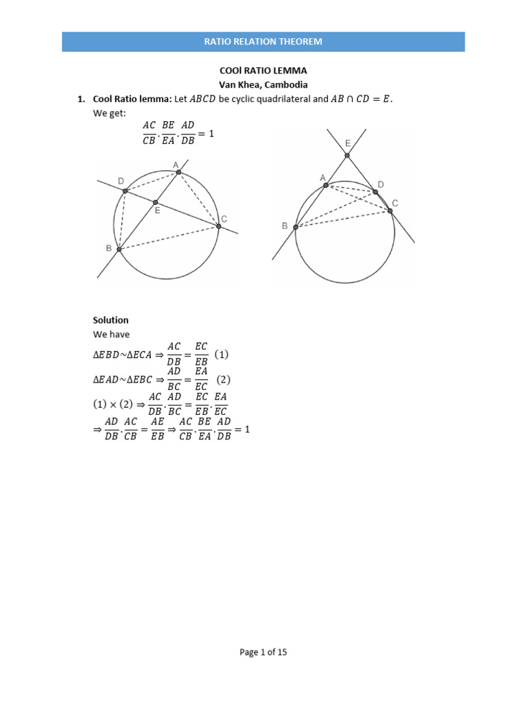 Cool ratio lemma pdf elementary mathematics mathematics