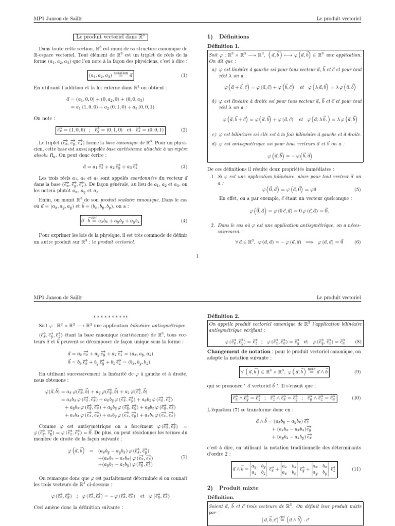 Propriétés du produit vectoriel en R3 | PDF | Fonctionnalités et ...