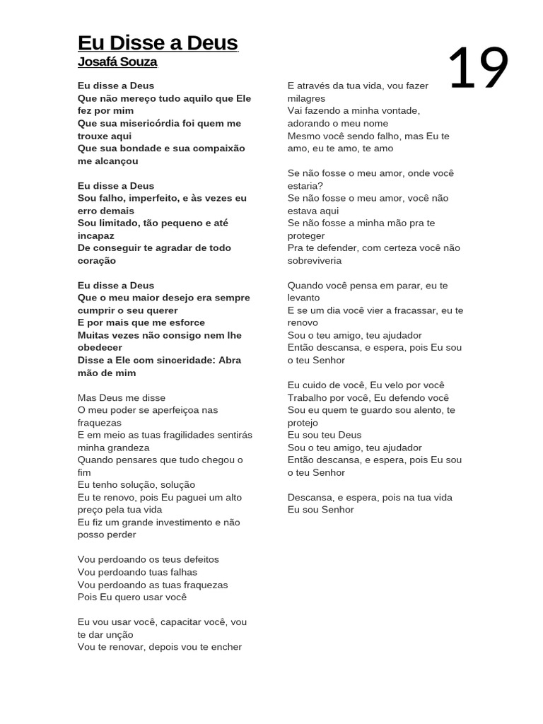 19 - Eu Disse A Deus | PDF