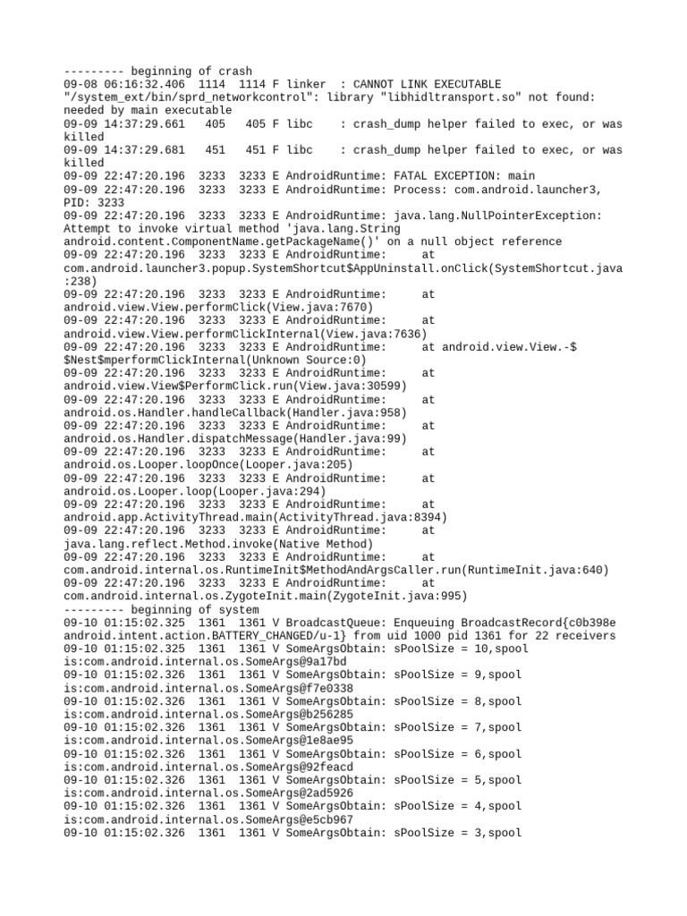 Android Crash Log Analysis | PDF | Computer Architecture | Software ...