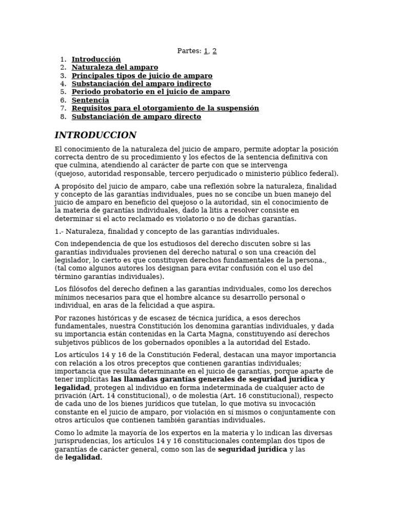Amparo Apuntes | PDF | Caso de ley | Derecho Constitucional