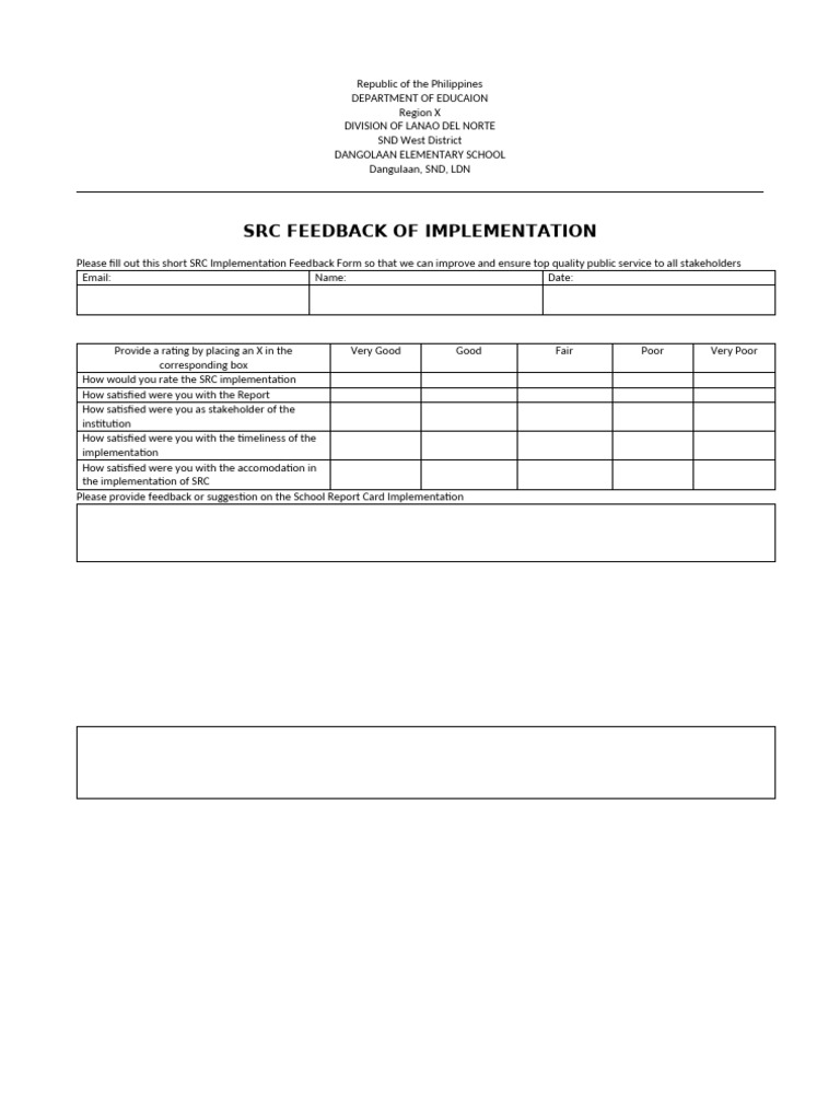 SRC Implementation Feedback Form | PDF
