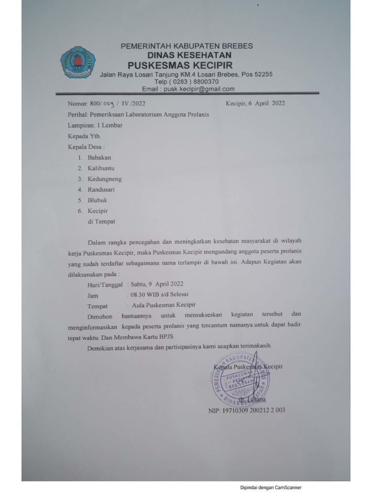 Undangan Cek Lab Prolanis | PDF