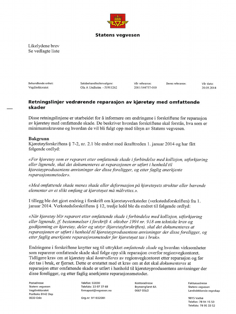 Retningslinjer - Reparasjon Av Omfattende Skade | PDF