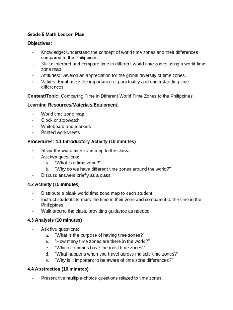 Comparing Time in Different World Time Zones To The Philippines | PDF ...