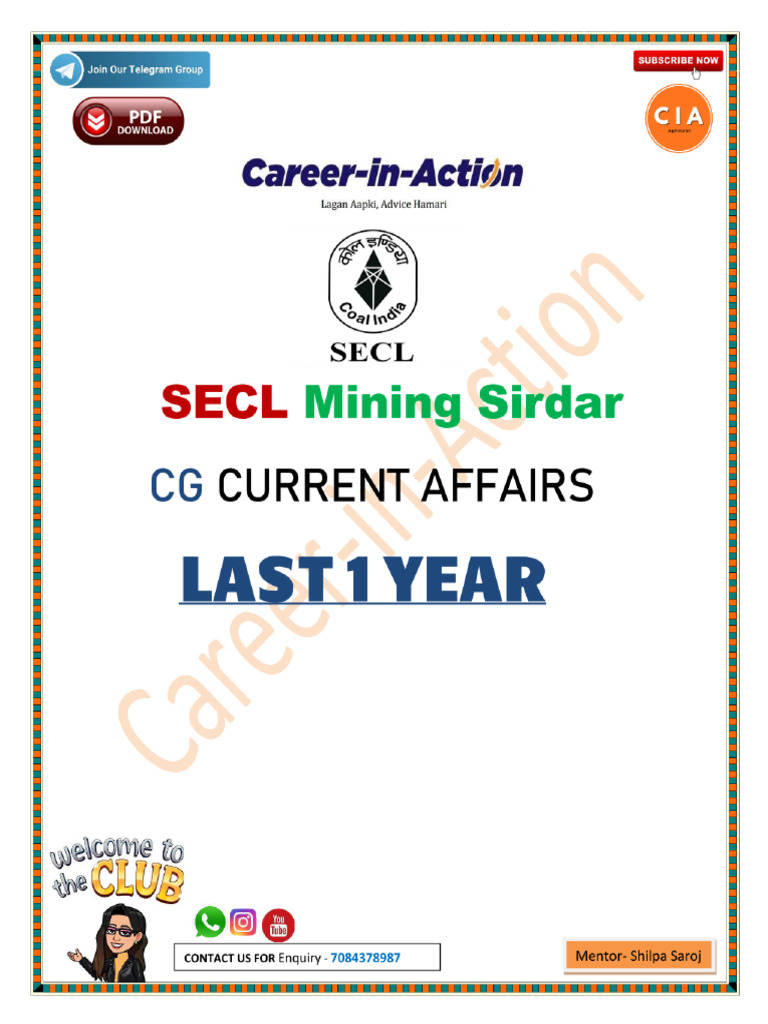 SECL MS CG Last 1 Year Current Affairs 2023 | PDF