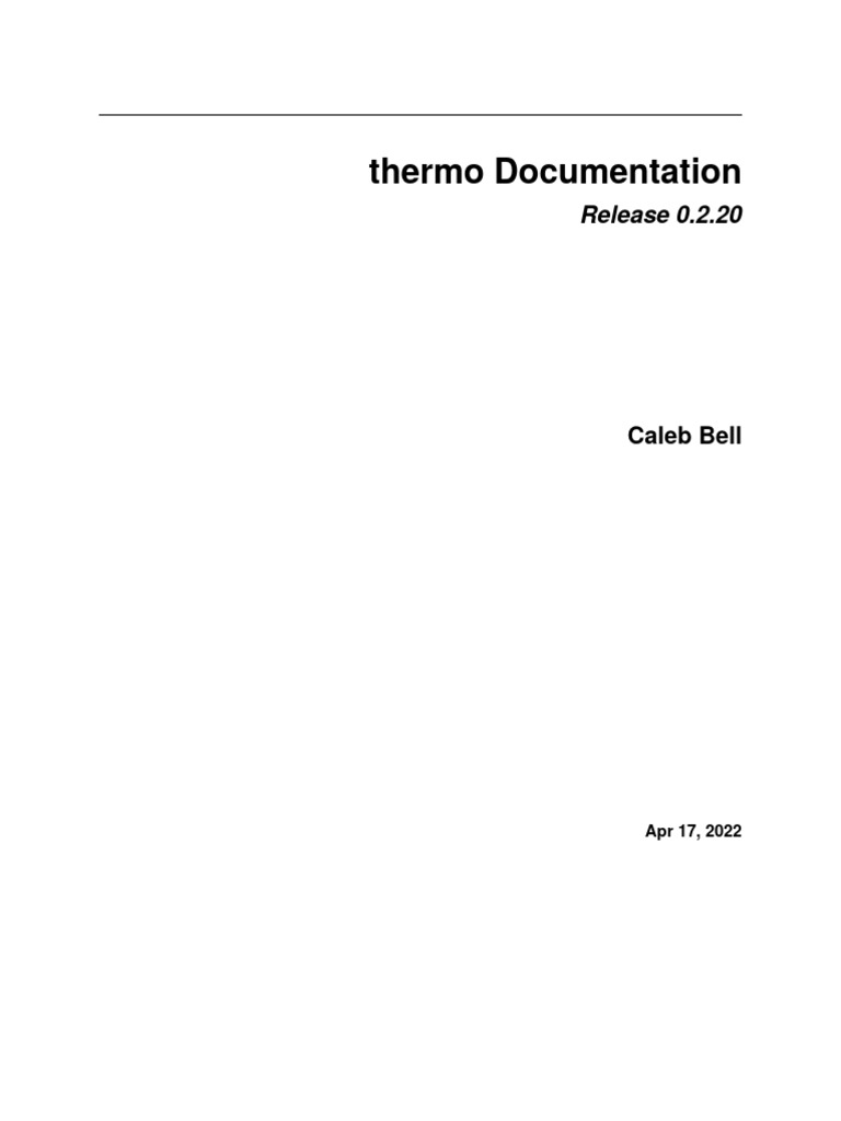 Thermo Documentation Overview 0.2.20 | PDF | Atmosphere | Physics
