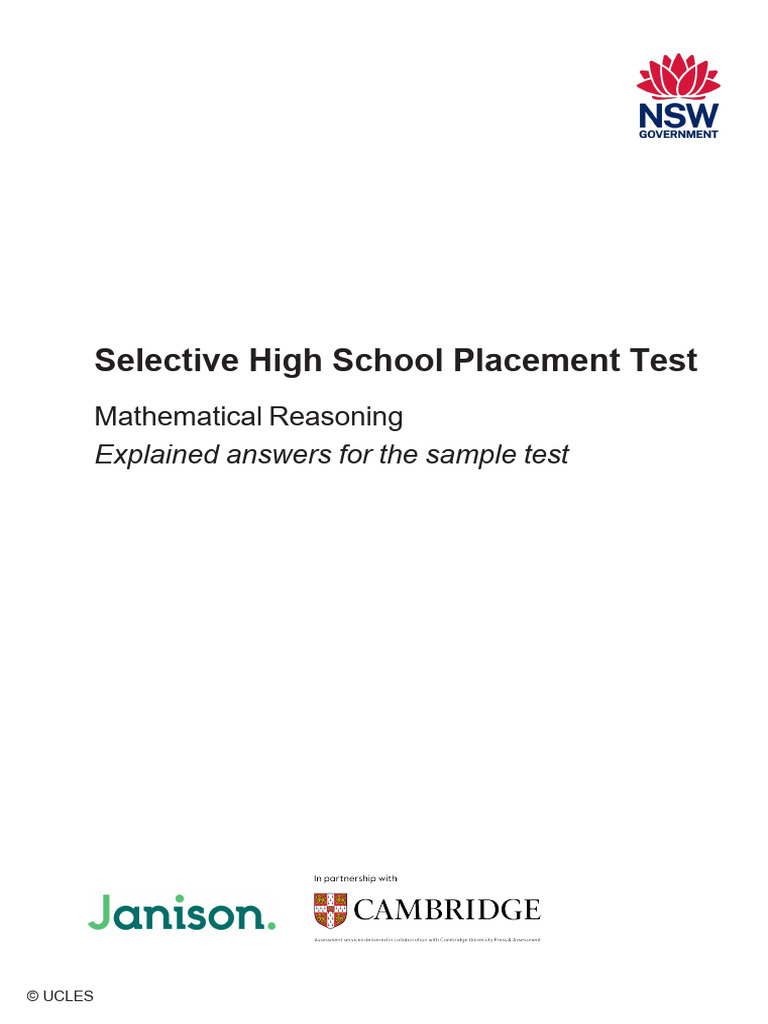 Selective High School Math Test Answers | PDF | Length | Vertex (Geometry)