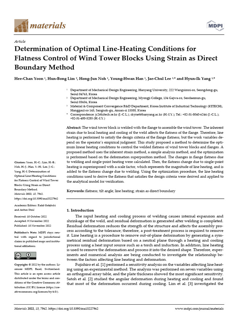 Optimal Line-Heating for Wind Tower Flatness | PDF | Deformation ...