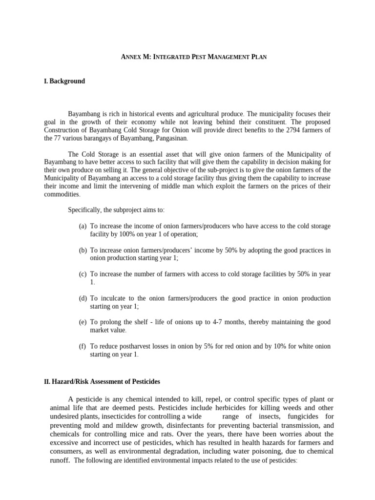 Ipmp of Cold Storage in Bayambang | PDF | Pesticide | Agriculture