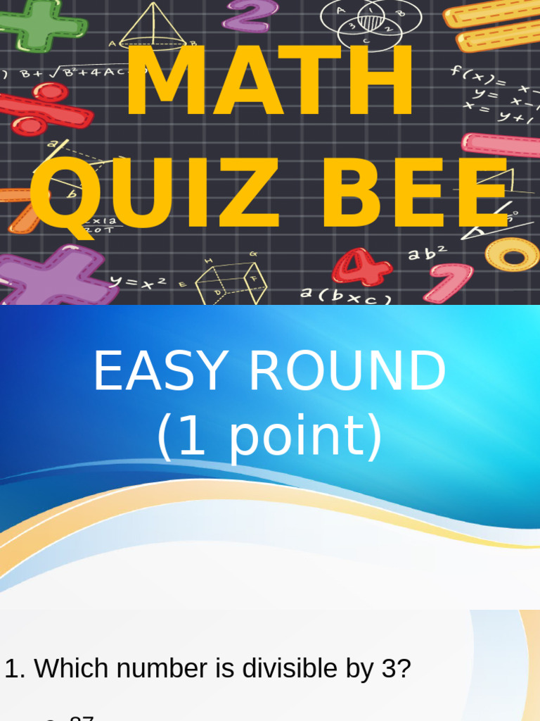 Math Quiz Bee | PDF | Arithmetic | Mathematics