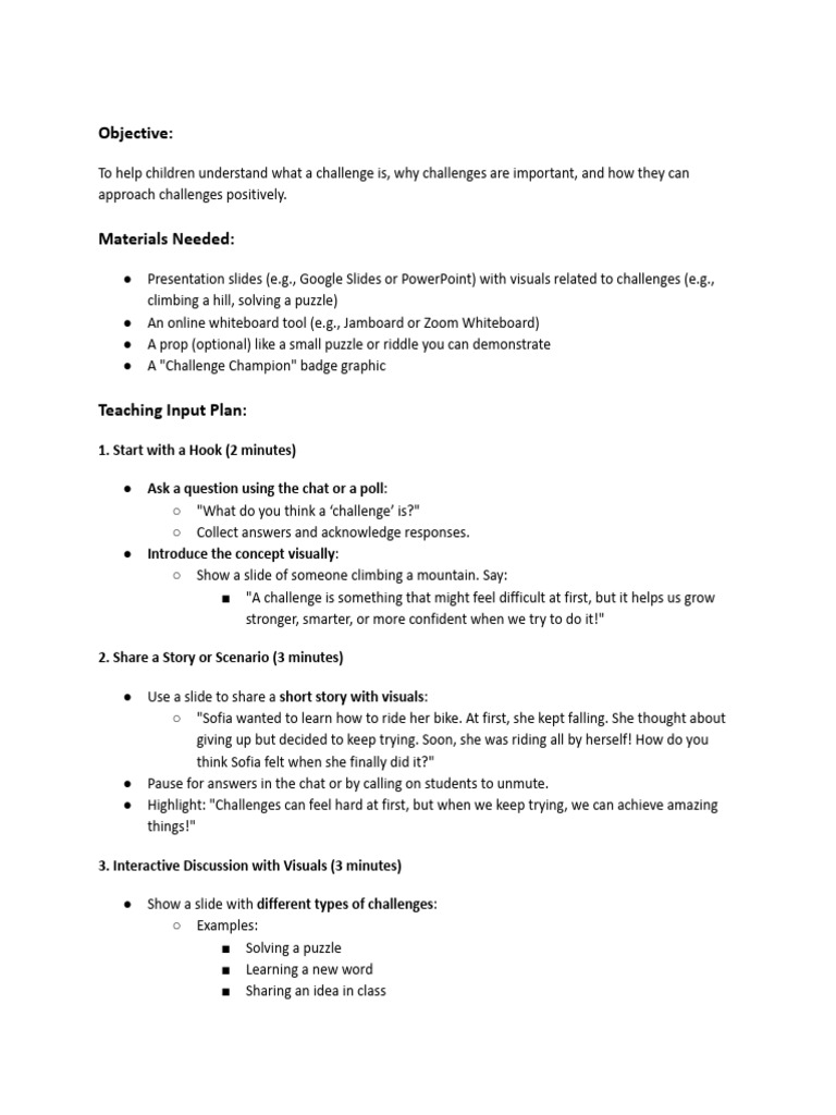 10 min inputs for challenge or respect pdf