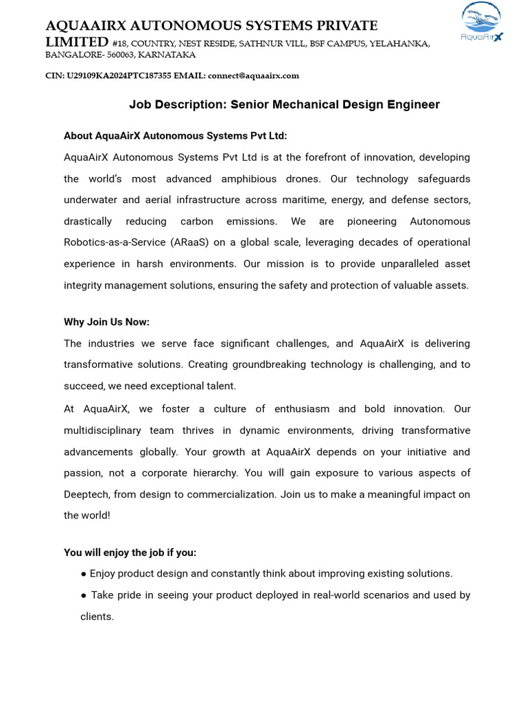 Senior Mechanical Design Engineer | PDF | Unmanned Aerial Vehicle ...