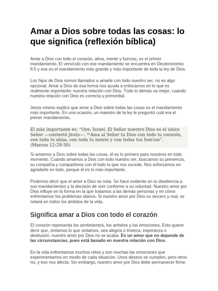 Amar A Dios Sobre Todas Las Cosas Pdf Amor Dios