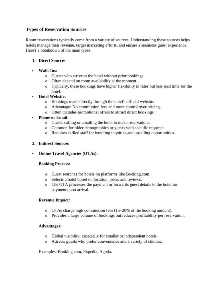 Understanding Hotel Reservation Sources | PDF | Travel Agency | Service ...