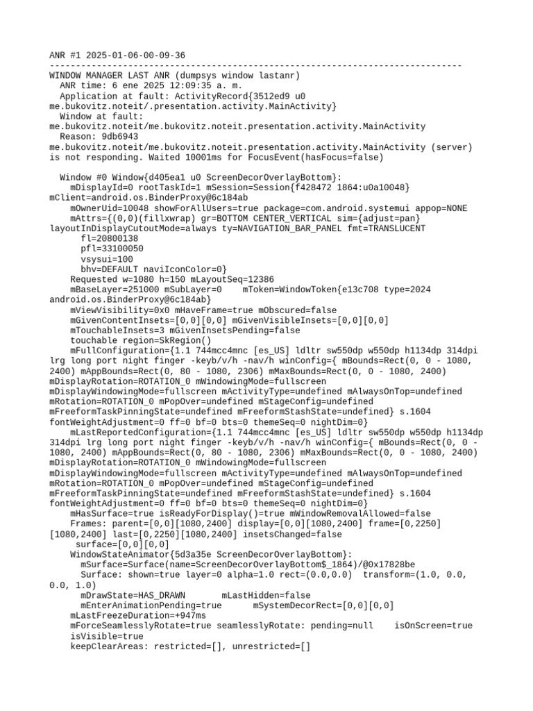 ANR Report for NoteIt App Activity | PDF | Personal Digital Assistant ...