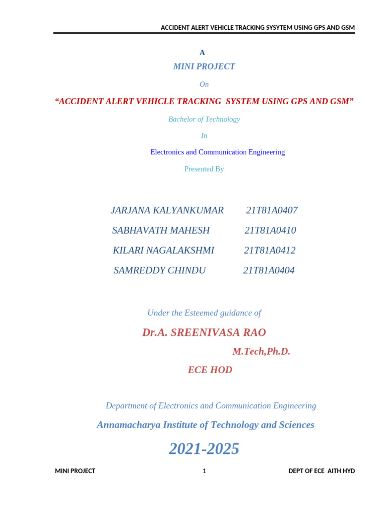 ACCIDENT AND ALCHOL DETECTION AND ALERTING SYSTEM Documentation | PDF ...