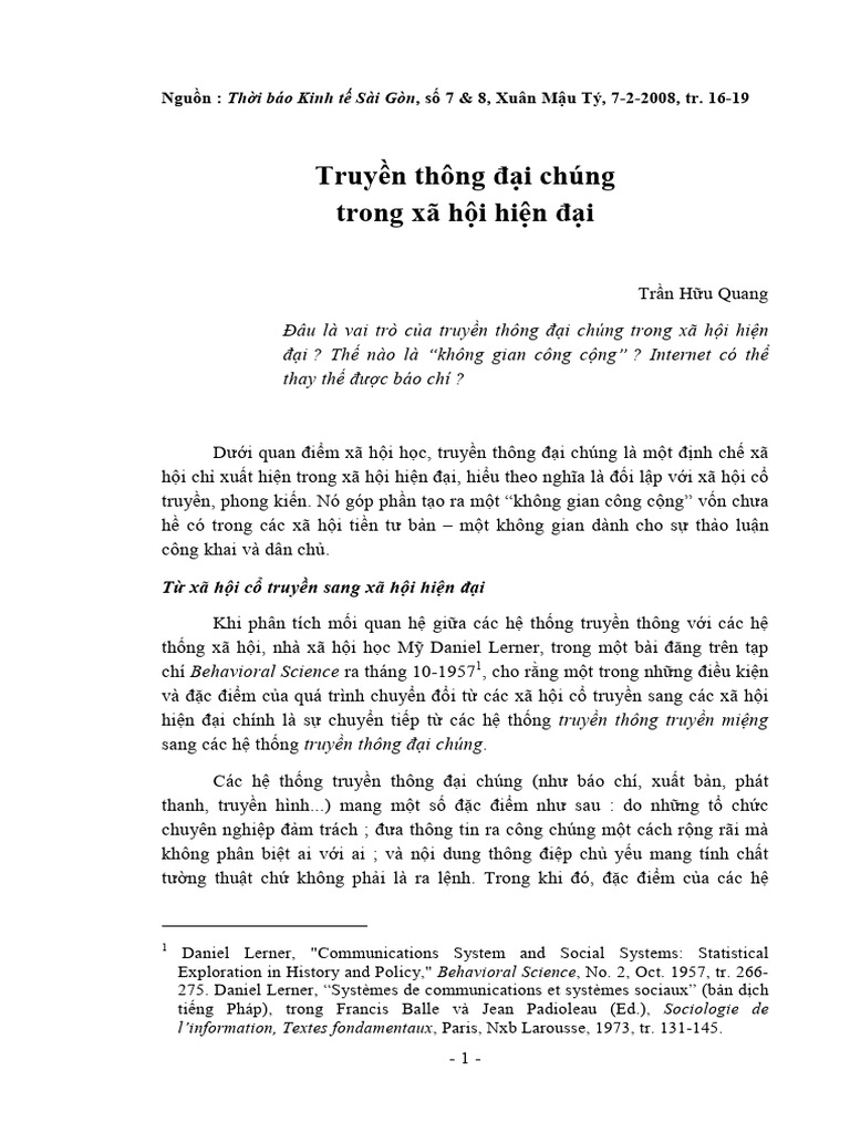 Truyn Thong Di Chung Trong Xa Hi Hin | PDF