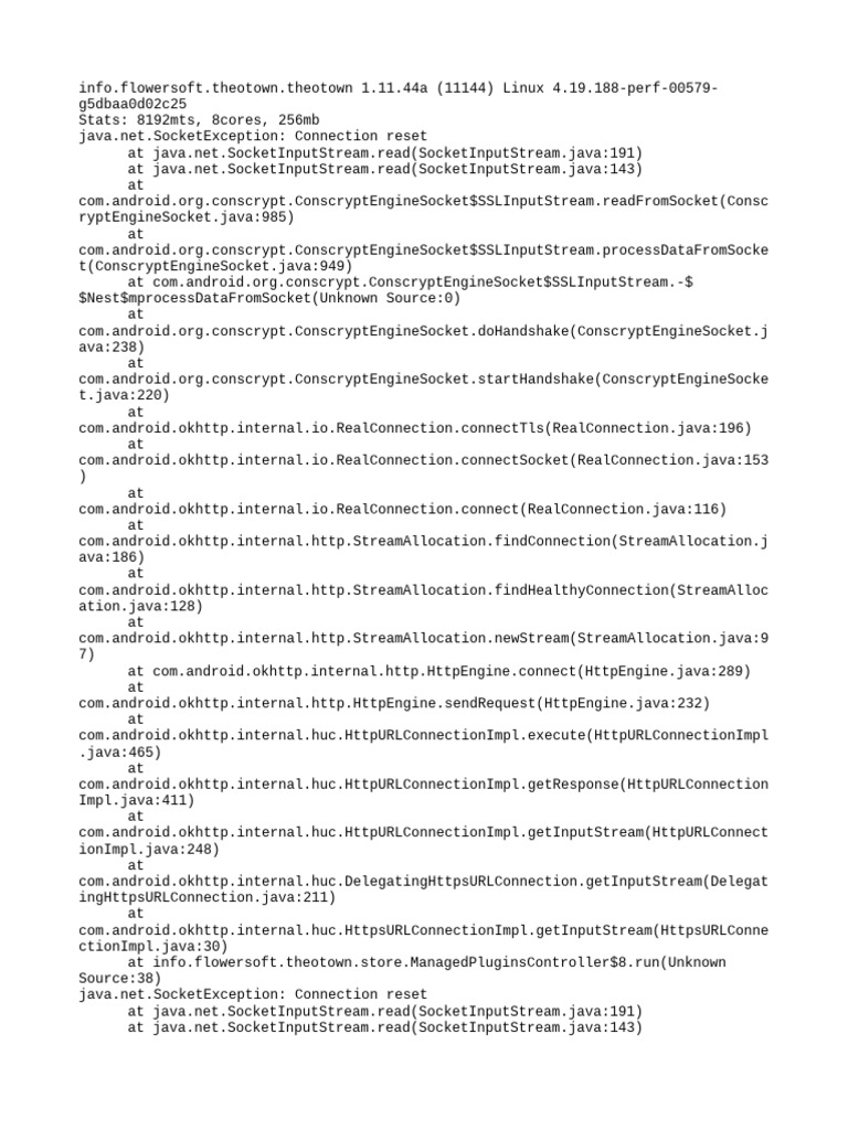 TheoTown SocketException Error Log | PDF | Computer Programming ...