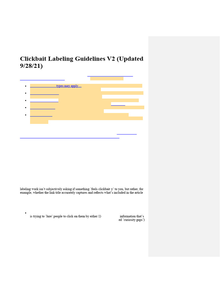 Clickbait Labeling Guidelines V2 | PDF