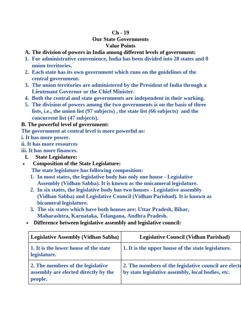 CH-19 Our State Government Class 7 | PDF | Public Law | Separation Of ...