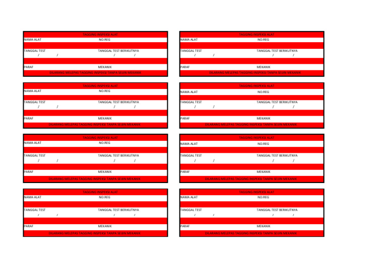 Prosedur Tagging Inspeksi Alat | PDF