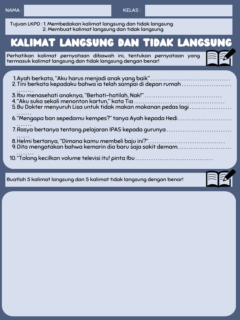 Lkpd Kalimat Langsung Dan Tidak Langsung Pdf