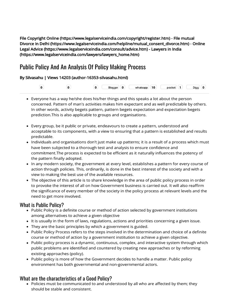Public Policy and An Analysis of Policy Making Process | PDF | Policy ...