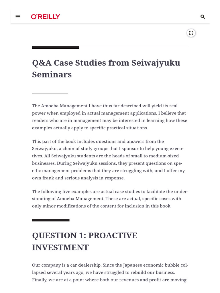Q&A Case Studies From Seiwajyuku Seminars - Amoeba Management | PDF ...