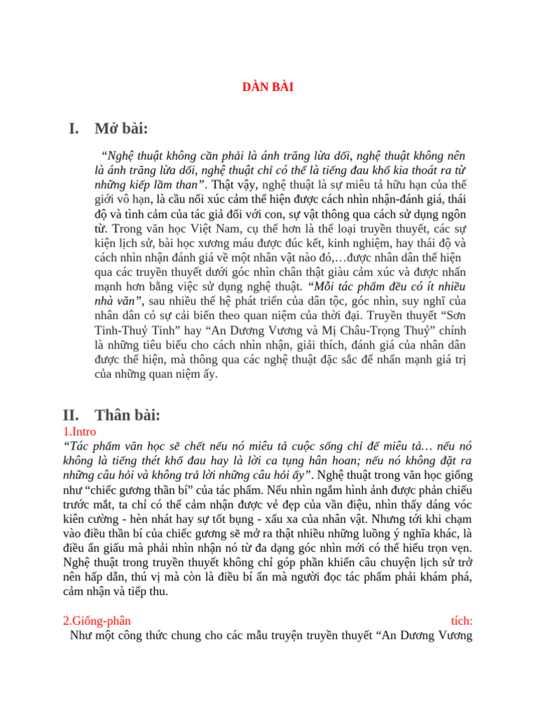 DÀN BÀI | PDF