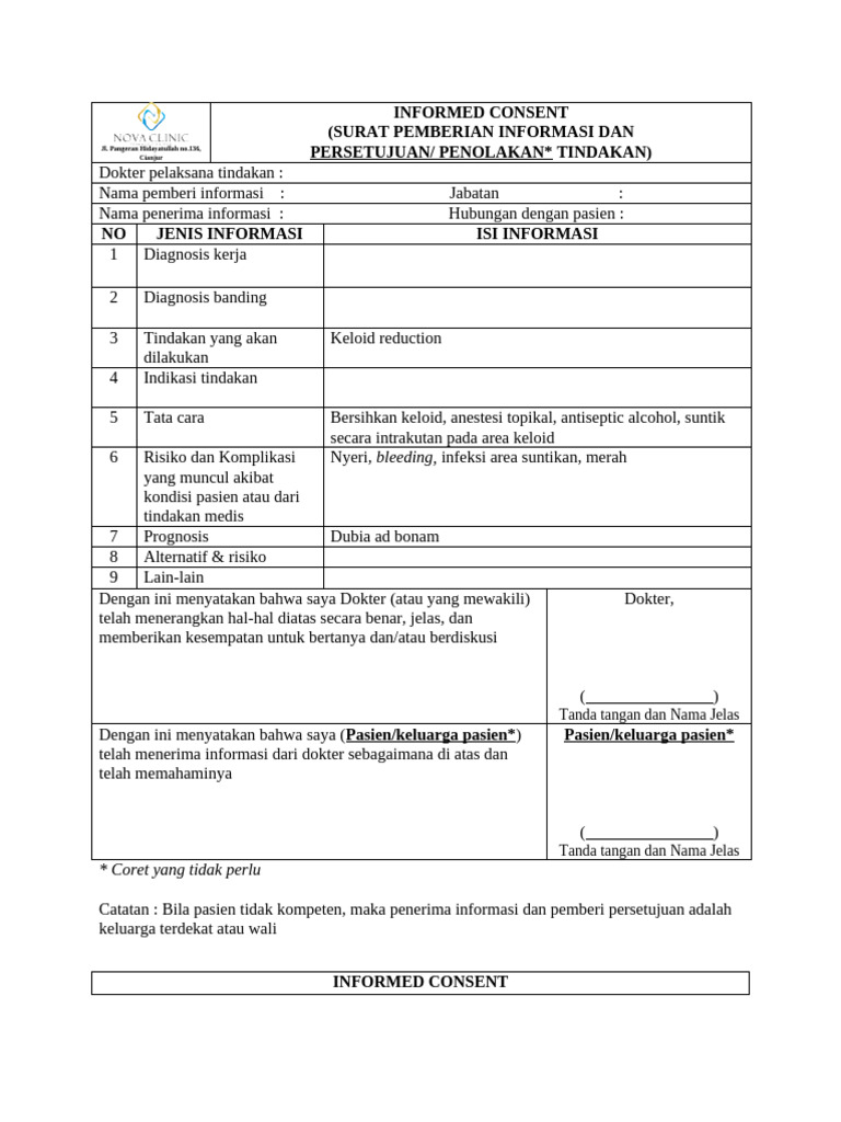 Contoh Informed Consent Klinik Kecantikan | PDF