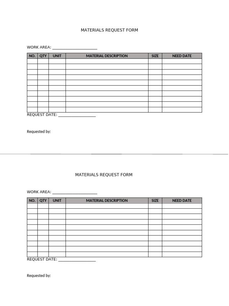Materials Request Form | PDF
