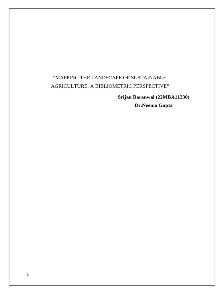 "Mapping The Landscape of Sustainable Agriculture A Bibliometric ...