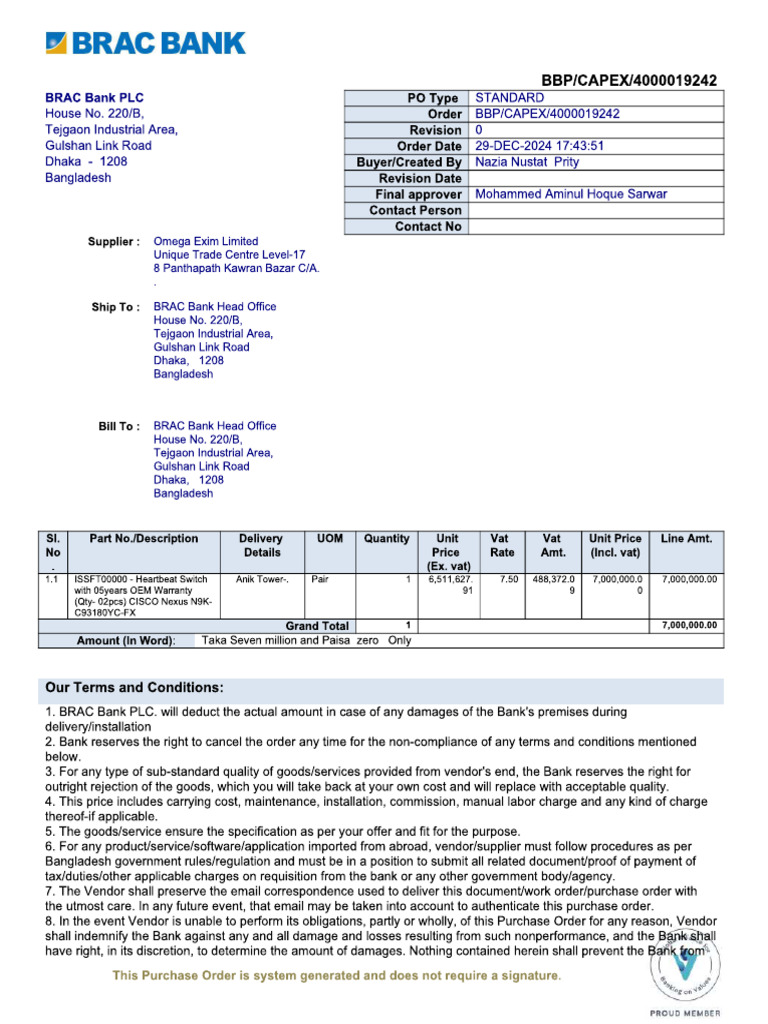 Work Order For Heartbeat Switch - Omega Exim | PDF | Service Level ...