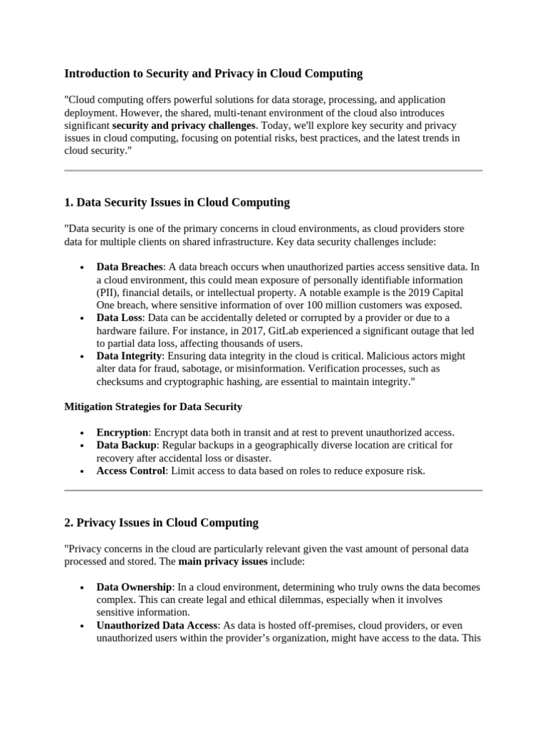 Introduction to Security and Privacy in Cloud Computing | PDF ...