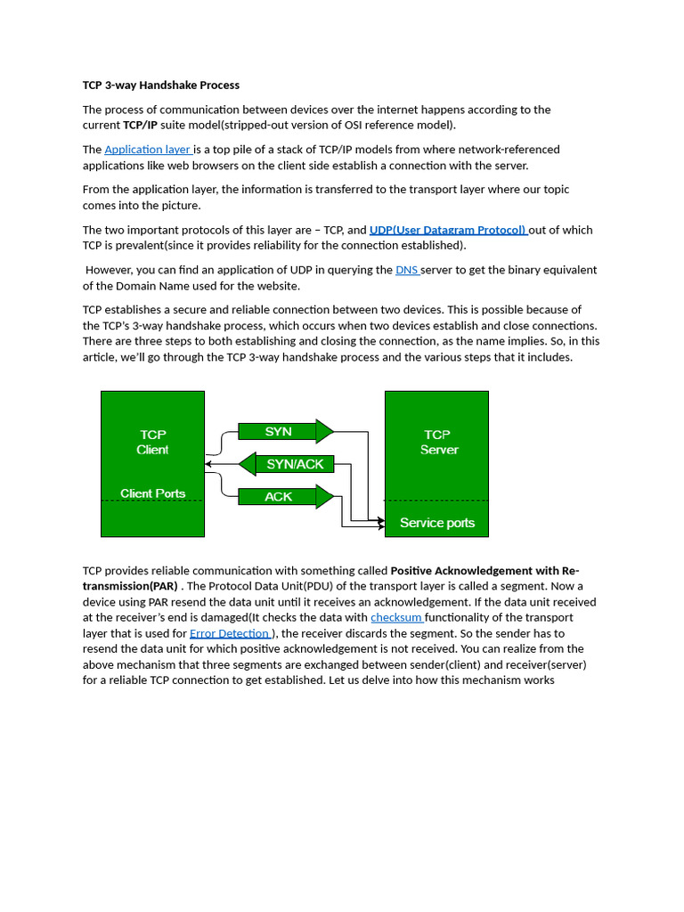 TCP 3-Way Handshake Explained | PDF | Transmission Control Protocol ...