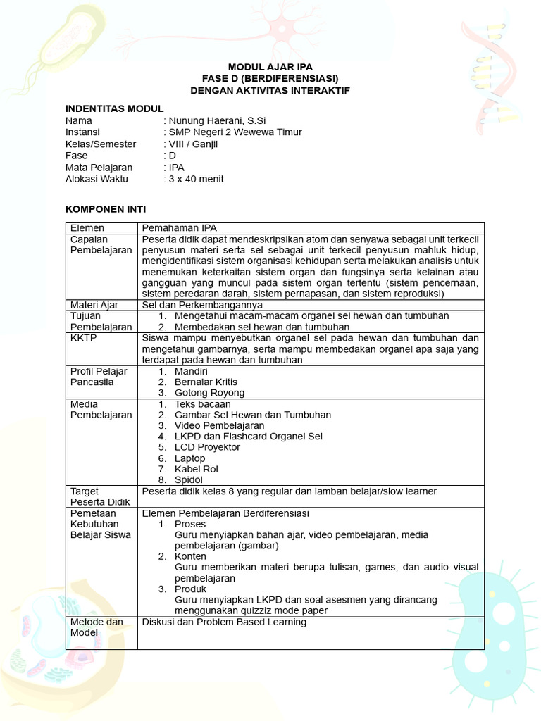 Modul Ajar Sel - Merged | PDF