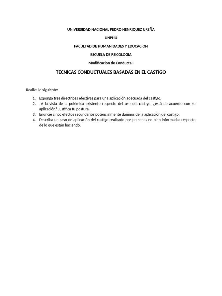 Practica Tecnicas Basadas en El Castigo | PDF