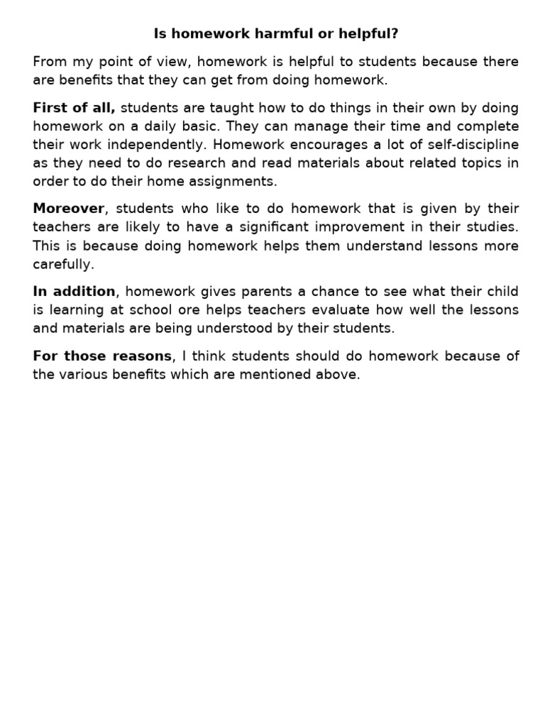 Is homework harmful or helpful | PDF