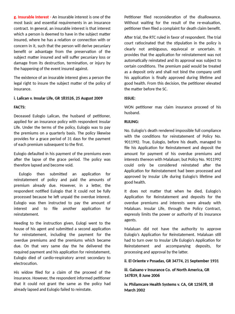 Understanding Insurable Interest in Insurance | PDF | Misrepresentation ...