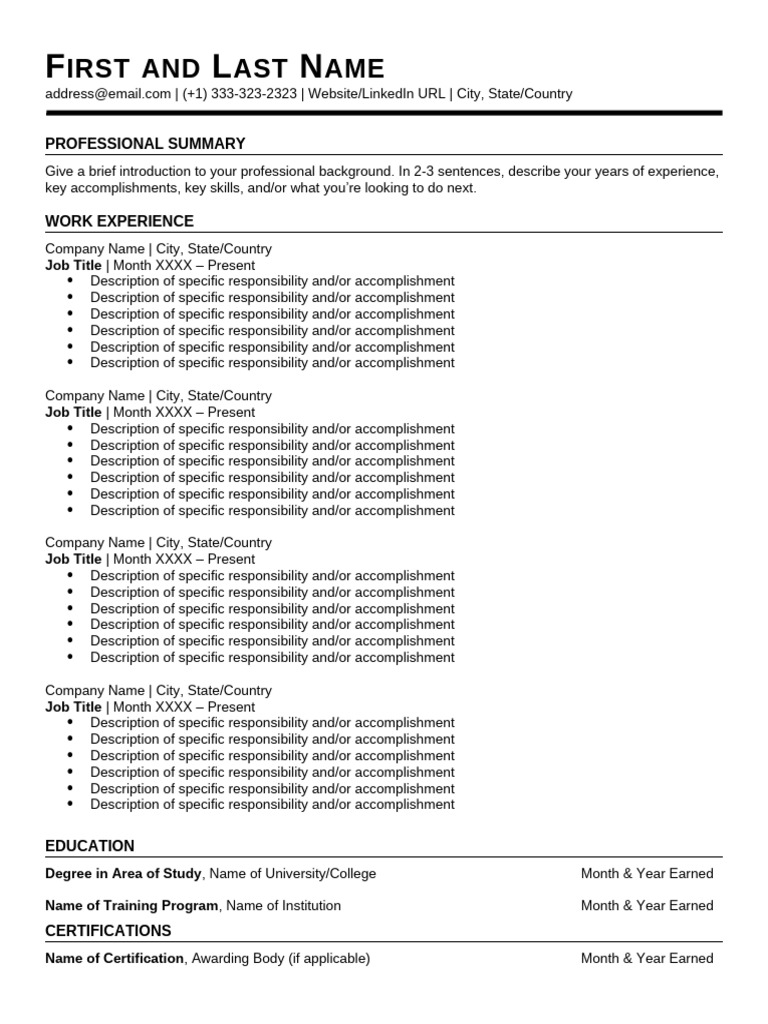 Professional Resume Template Guide | PDF | Résumé | Business Documents
