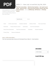 Third Term Examination Basic Science and Technology Primary 2 (Basic 2) - Exam Questions - ClassRoomNotes