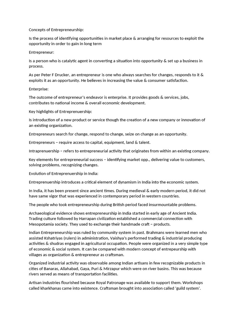 Understanding Entrepreneurship Concepts | PDF | Entrepreneurship ...