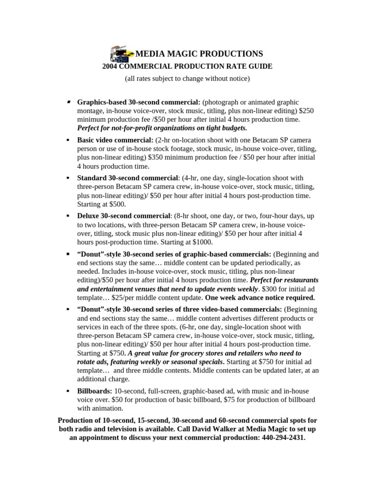 Commercial Production Rate Guide 2024 | PDF